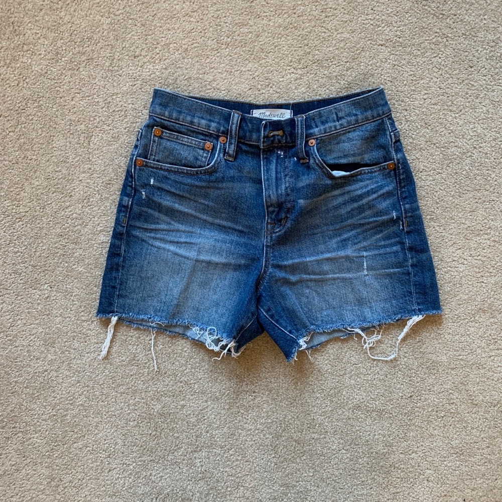 madewell high rise denim shorts